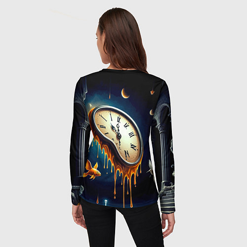 Женский лонгслив Течение времени - сюрреализм / 3D-принт – фото 4