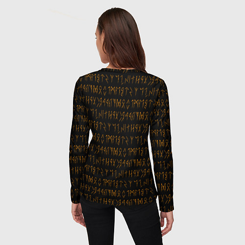 Женский лонгслив Орнамент древних обережных рун / 3D-принт – фото 4
