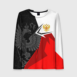 Лонгслив женский Герб России - красно-белый, цвет: 3D-принт