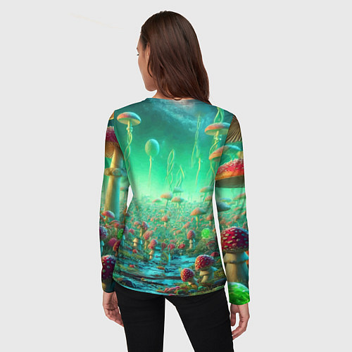 Женский лонгслив Рик и Морти изучают планету мухоморов - нейроарт ф / 3D-принт – фото 4