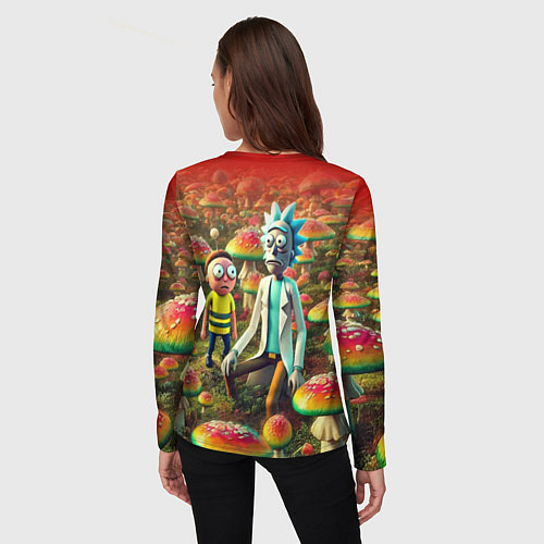 Женский лонгслив Рик и Морти заблудились в мухоморном поле / 3D-принт – фото 4