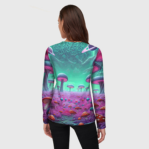 Женский лонгслив Рик и Морту на сказочной грибной планете - нейроар / 3D-принт – фото 4