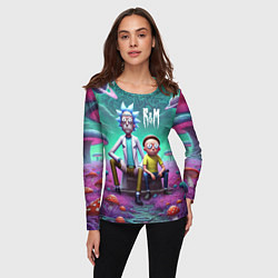 Лонгслив женский Рик и Морту на сказочной грибной планете - нейроар, цвет: 3D-принт — фото 2