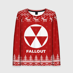 Лонгслив женский Новогодний Fallout с оленями, цвет: 3D-принт