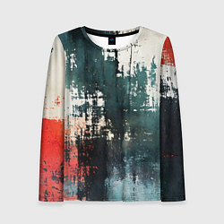 Женский лонгслив Чёрно-красная ржавчина на белом фоне