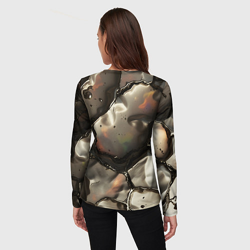 Женский лонгслив Жидкая субстанция светло-коричневая / 3D-принт – фото 4