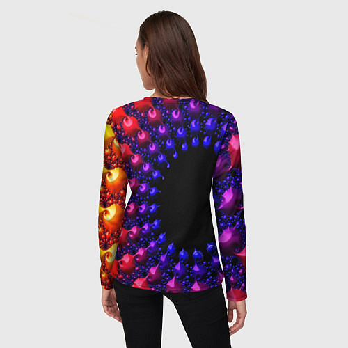 Женский лонгслив Неоновая абстракция фрактал / 3D-принт – фото 4