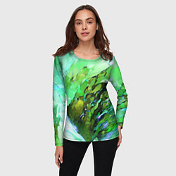Лонгслив женский Зелёная абстракция, цвет: 3D-принт — фото 2