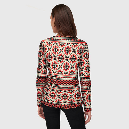 Женский лонгслив Славянская обережная вышивка / 3D-принт – фото 4