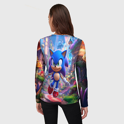 Женский лонгслив Соник в красочной стране / 3D-принт – фото 4