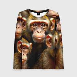 Лонгслив женский Макаки, цвет: 3D-принт
