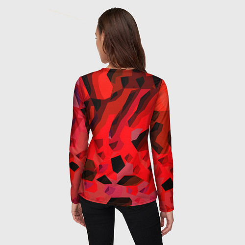 Женский лонгслив Чёрно-красная пористая абстракция / 3D-принт – фото 4
