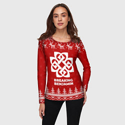 Лонгслив женский Новогодний Breaking Benjamin с оленями, цвет: 3D-принт — фото 2