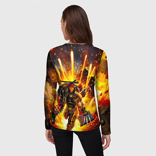 Женский лонгслив Дэдпул и Росомаха при взрыве / 3D-принт – фото 4
