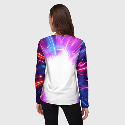 Женский лонгслив Орел в неоновых огнях / 3D-принт – фото 4