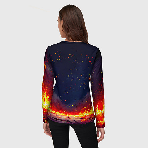 Женский лонгслив Фламинго в огне / 3D-принт – фото 4