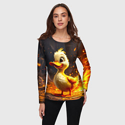 Лонгслив женский Утенок в огне, цвет: 3D-принт — фото 2