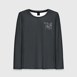 Лонгслив женский Таня - белая надпись вязью, цвет: 3D-принт