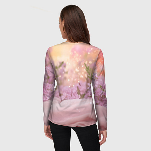 Женский лонгслив Милая лисичка и сирень / 3D-принт – фото 4