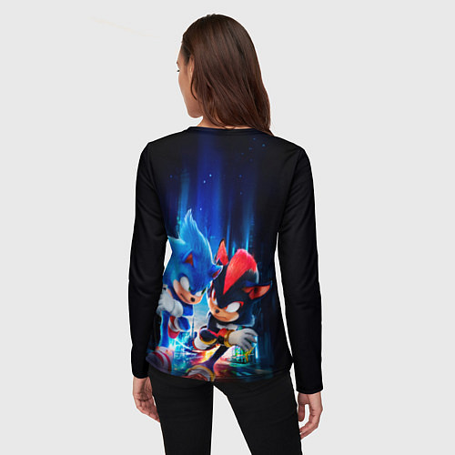 Женский лонгслив Соник и Шэдоу бегут наперегонки / 3D-принт – фото 4