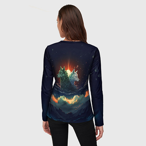 Женский лонгслив Вместе навсегда - влюбленные волки / 3D-принт – фото 4