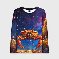 Лонгслив женский Краб в космосе, цвет: 3D-принт