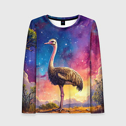 Лонгслив женский Страус и звездное небо, цвет: 3D-принт
