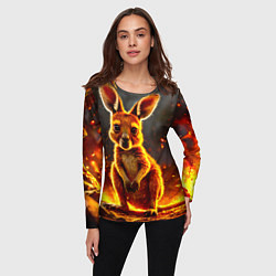 Лонгслив женский Кенгуру в огне, цвет: 3D-принт — фото 2