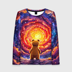 Лонгслив женский Медвежонок смотрит в космос, цвет: 3D-принт