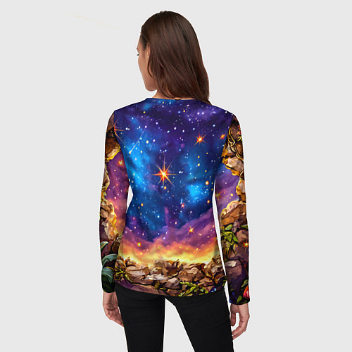 Женский лонгслив Ленивец и звездное небо / 3D-принт – фото 4