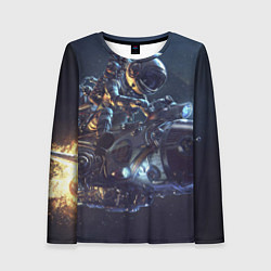 Женский лонгслив Космонавт - ракета