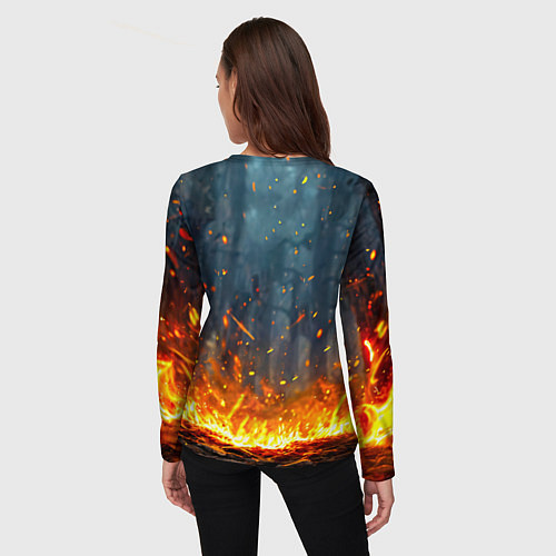 Женский лонгслив Лось в огне / 3D-принт – фото 4