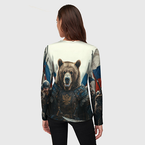 Женский лонгслив Русский воин медведь / 3D-принт – фото 4