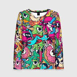Лонгслив женский Color doodle monsters, цвет: 3D-принт