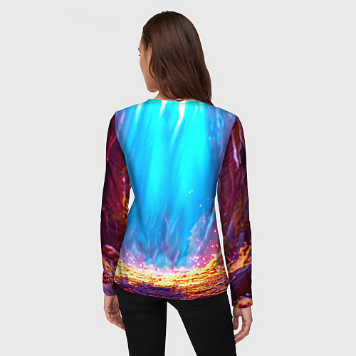 Женский лонгслив Лама в неоновых лучах / 3D-принт – фото 4