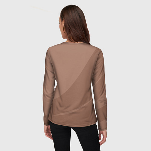 Женский лонгслив Мокко Мусс однотонный с полосой / 3D-принт – фото 4