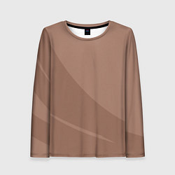 Лонгслив женский Мокко Мусс однотонный с полосой, цвет: 3D-принт