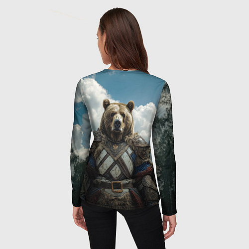 Женский лонгслив Русский медведь воин / 3D-принт – фото 4