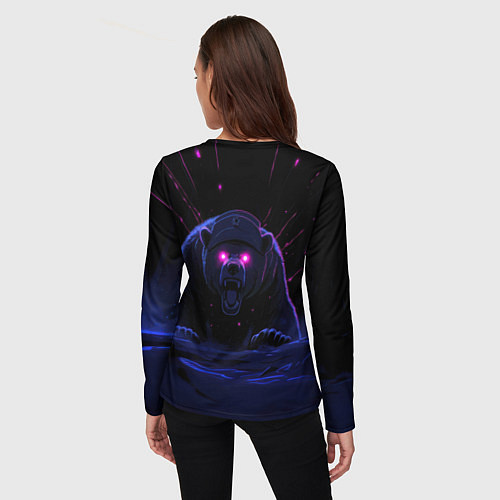 Женский лонгслив Россия агрессивный медведь / 3D-принт – фото 4