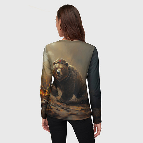 Женский лонгслив Русский бурый медведь / 3D-принт – фото 4