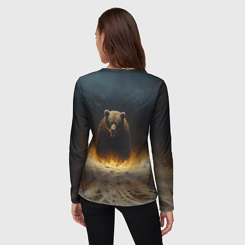 Женский лонгслив Русский медведь в огненном поле / 3D-принт – фото 4
