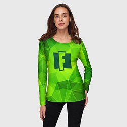 Лонгслив женский Fortnite green poly, цвет: 3D-принт — фото 2