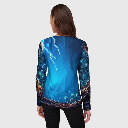 Женский лонгслив Павлин и молния / 3D-принт – фото 4