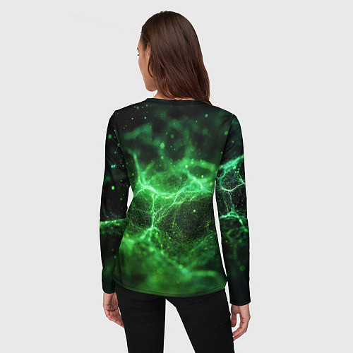 Женский лонгслив Зеленая связь текстура / 3D-принт – фото 4