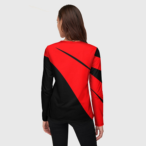 Женский лонгслив Russia красно-чёрный / 3D-принт – фото 4