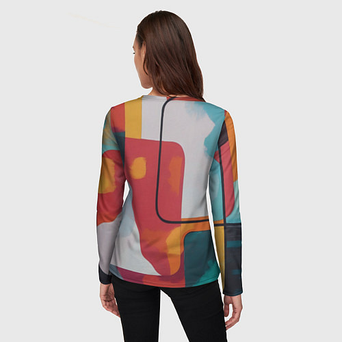 Женский лонгслив Абстракция с прямоугольниками / 3D-принт – фото 4