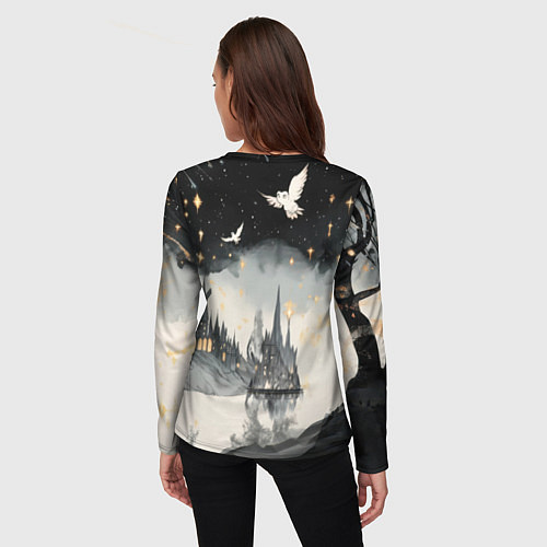 Женский лонгслив Гарри Поттер и совы / 3D-принт – фото 4