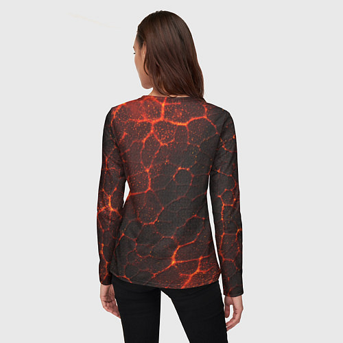 Женский лонгслив Символ волчья лапа в огненной стихии / 3D-принт – фото 4