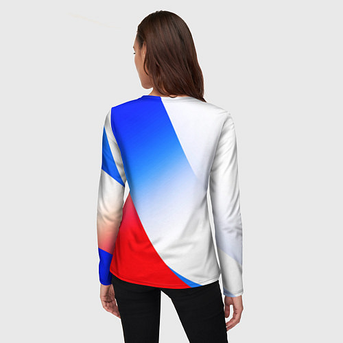 Женский лонгслив Герб России на фоне цветов флага градиент / 3D-принт – фото 4