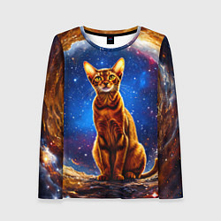 Лонгслив женский Абиссинская кошка в космосе, цвет: 3D-принт